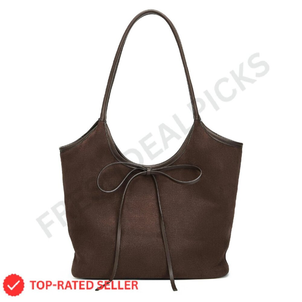 Brown Leather Bow-Accent Hobo Bag - Women